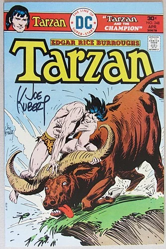 SIGNED~JOE KUBERT~EDGAR RICE BURROUGHS' TARZAN & THE CHAMPION #248~DC~1976~VF