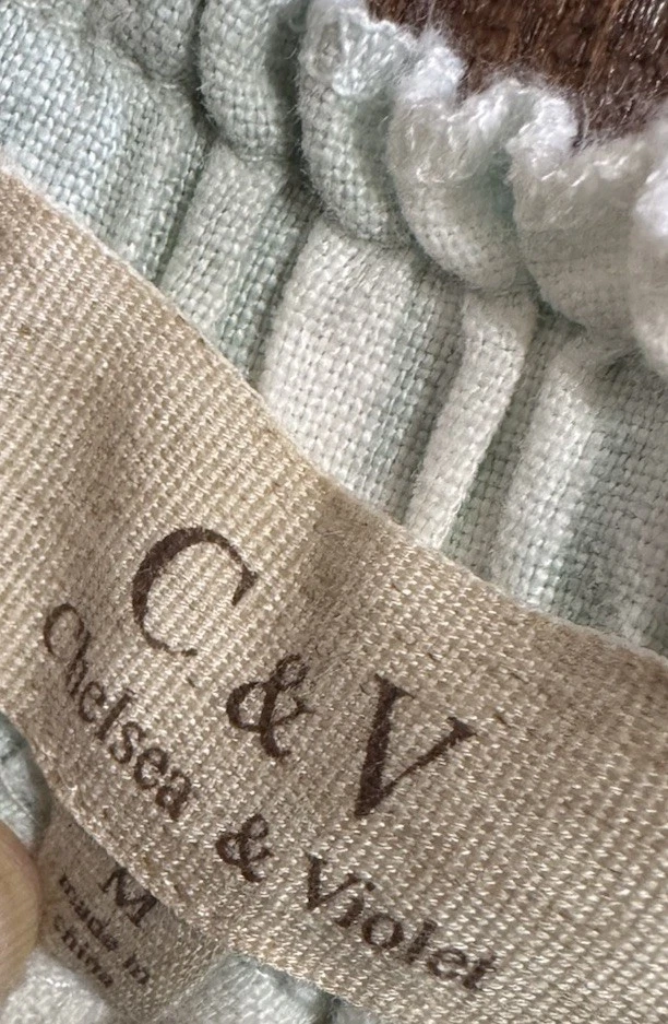 Y2K C&V Chelsea Violet collection M Tiered Lace Insert Ruffle Mini Linen Skirt - Image 3 of 4