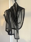 NWT Fabindia Handwoven Silk Blend Stole Wrap Scarf Black & Gold Zari 3 Options — photo 7