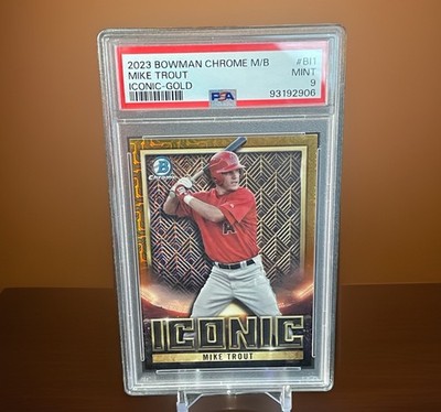 2023 Bowman Chrome Mike Trout Mega Box MOJO Iconic Gold/50 PSA9 MINT #BI1 Angels