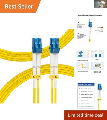 16ft Single Mode LC to LC Fiber Optic Cable - Low Loss 9/125um for Robust Data