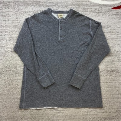LL Bean River Drivers Henley Shirt Extra Large Gray Wool Two Layer Preppy Base