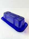 Vintage Hazel Atlas Cobalt Blue Criss Cross Butter Dish 1 Stick