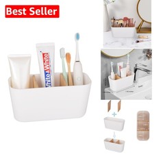 Compact Bathroom Organizer: Bamboo Toothbrush Holder with 5 Slots for Essentials