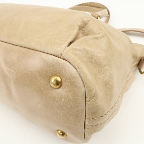 MIU MIU Logo Leather 2Way Bag Hand Bag Shoulder Bag Beige RN0728 Auth Used F/S - Picture 15 of 24