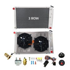 ALLOYWORKS 3 Row Full Aluminum Radiator  2X12" Fans Shroud  Relay For 1977-...