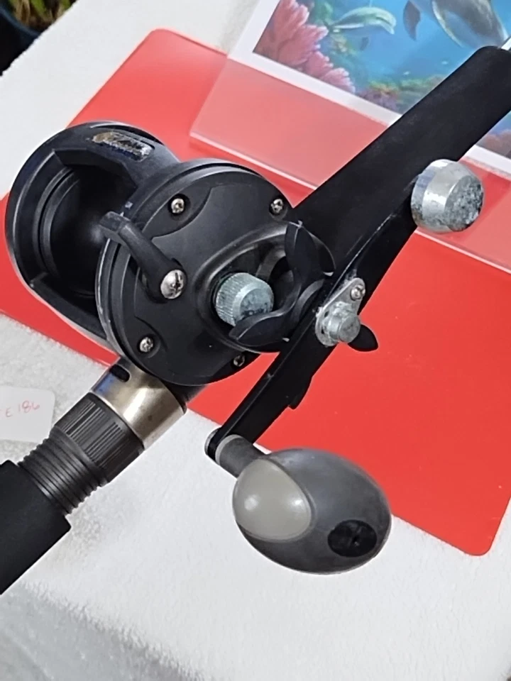 Caña de pescar de arrastre Tidewater 7' MH 20-40 lb y arsenal de carretes Foto 3 de 4