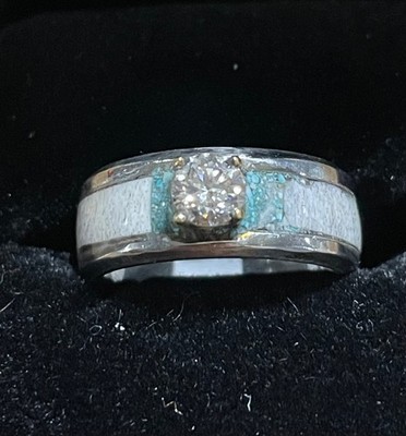 New antler ring with turquoise withmoissanite  stone size 7