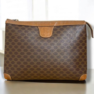 Extreme Celine Macadam Triomphe Vanity Pouch Brown