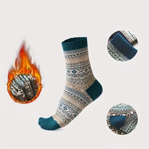 5 paia Calze lunghe Caldo Cotone calzettone colori assortiti fantasia - Foto 4 di 12