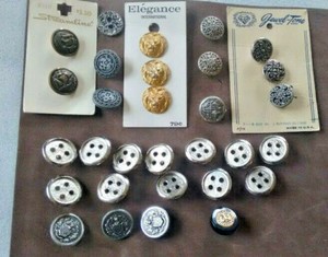 Lot of 30 Vintage Metal Buttons Lion Shield Crest Ship Archid Avst some NOS NICE