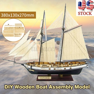 DIY 1:130 Scale Wooden Sailboat Ship Kits Home Model 