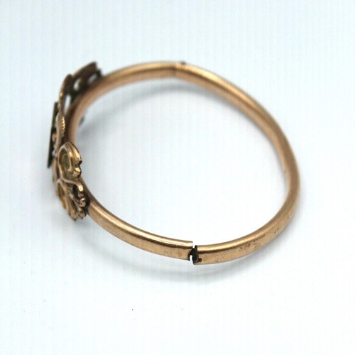 Antique Victorian Hinged Bangle Bracelet Monogram "AMELIA" Gold Filled - Picture 5 of 10