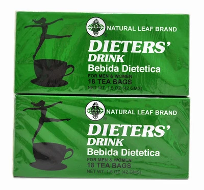 Dieters' Drink Bebida Dietetica Natural Leaf Brand Dieters 36 Tea Bag 2 Boxes