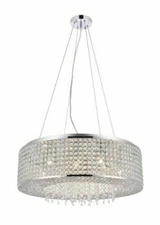 Chandelier Chrome Foyer Kitchen Island Dining Room Crystal Light Fixture 24"