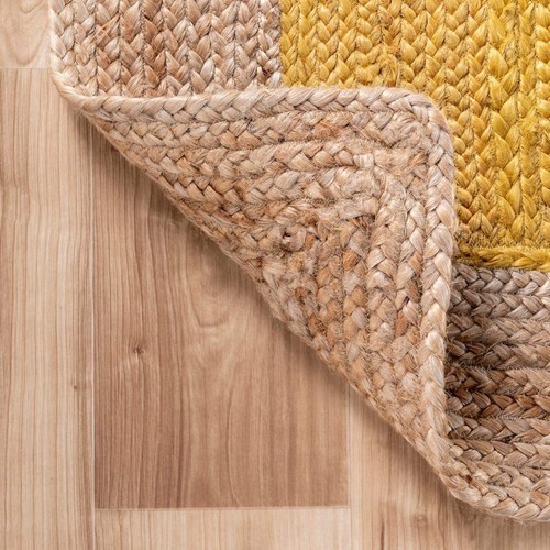 RUG Natural Jute in Square Hand Woven Area Rug Door Mat Rustic Look Yellow Beige - Picture 6 of 7