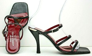 Donald-J-Pliner-Womens-Sandal-size-9-5-M-Black-Leather-Lizard-Strappy-Heels-MO8