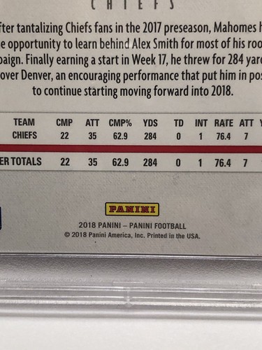 🔥 PSA 10 Patrick Mahomes #142 2018 Panini LOW POP KC Chiefs SB MVP Rare Card 🔥 - Bild 14 von 14
