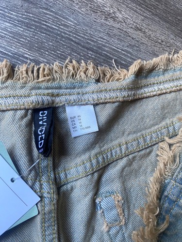 h&m denim skirt midi maxi fringed long slit western cowgirl uk 18 new on trend - Picture 16 of 20