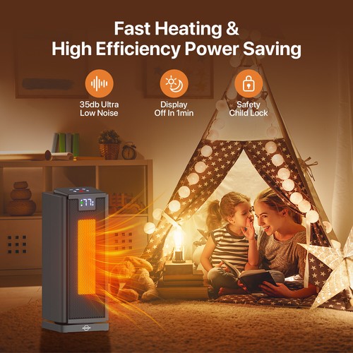 1500W Electric Space Heater Indoor PTC Ceramic Tower Heater with Remote Control - Picture 9 of 13