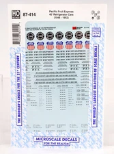 MICROSCALE HO SCALE 87-414 PACIFIC FRUIT EXPRESS 40 FT REEFER DECAL