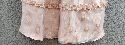 Rare Editions Puff-Sleeve Burnout Organza Dress Girls 6X Blush Back Zip Closure - Picture 4 of 17