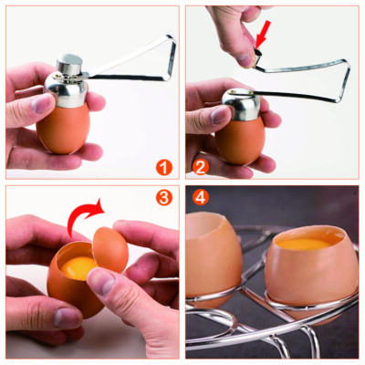 Stainless Steel Egg Topper Cutter Shell Opener Boiled Raw Egg Open Scissors Tool