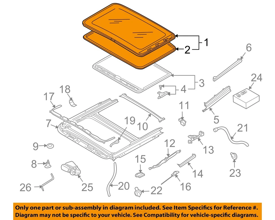 Conjunto completo de techo corredizo OEM 2003 2004 2005 2006 Porsche Cayenne Foto 3 de 4