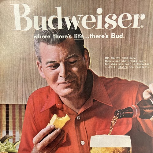 Budweiser - Where There's Life...There's Bud 1961 Vintage LIFE Print Ad Brewing - Picture 6 of 9