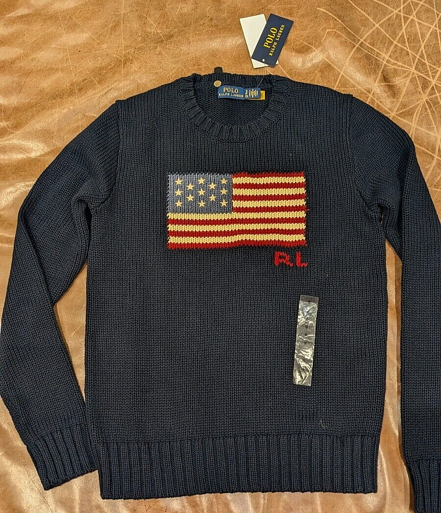 Polo Ralph Lauren Women's 100% Cotton USA Flag Sweater Sweater in