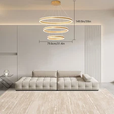Modern LED Chandelier Crystal 3 Ring Adjustable Pendant Lighting Ceiling Fixture