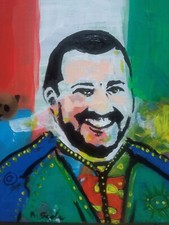 Matteo Salvini Not TVBOY Superman Made In Italy Acrilico Su Tela 40x40 Cm
