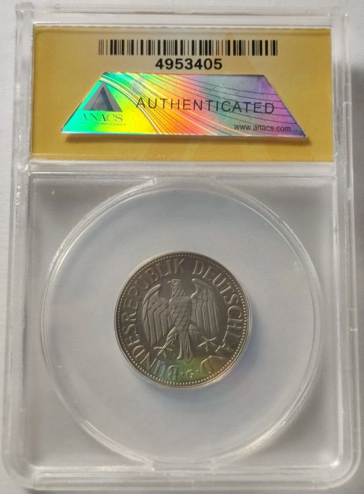 Germany One Mark 1M 1964 G PF63 Cameo by ANACS 368 Minted Proof Coin Rare 3A - Image 2 of 4