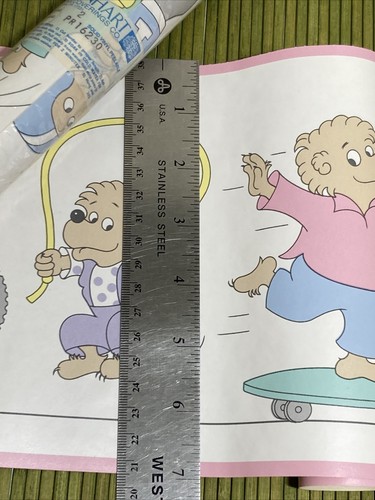 Vintage Berenstain Bears Wallpaper Border 7" Pink Border Pastels Eisenhart Vinyl - Picture 6 of 6