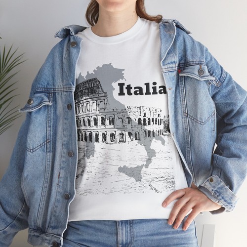 T-Shirt Italia Kolosseum italienische Architektur Karte T-Shirt Unisex 2 Farben Souvenir - Bild 19 von 21