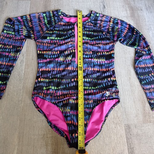 Under Armour Girls Size 12-16 Black Multi Long Sleeve Swimsuit Rash Guard - Picture 4 of 6