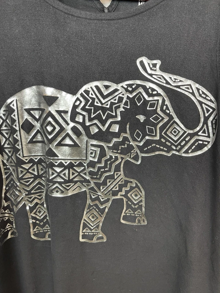 Camiseta sin mangas Boho CL1 Justice Girls 12 negra azteca egipcia lámina elefante Foto 2 de 4