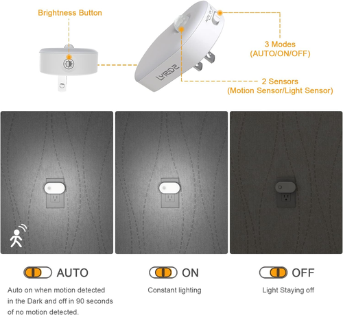 Motion Sensor Night Light Plug In, LED Nightlight Super Bright 1-120LM Smart Col - Picture 2 of 9