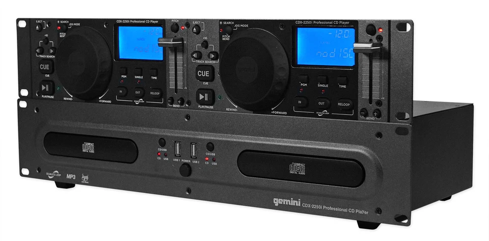 Gemini CDX-2250i Pro DJ Dual Two Deck Rack Mount CD/MP3 Media Player w/ USB - Image 2 of 4