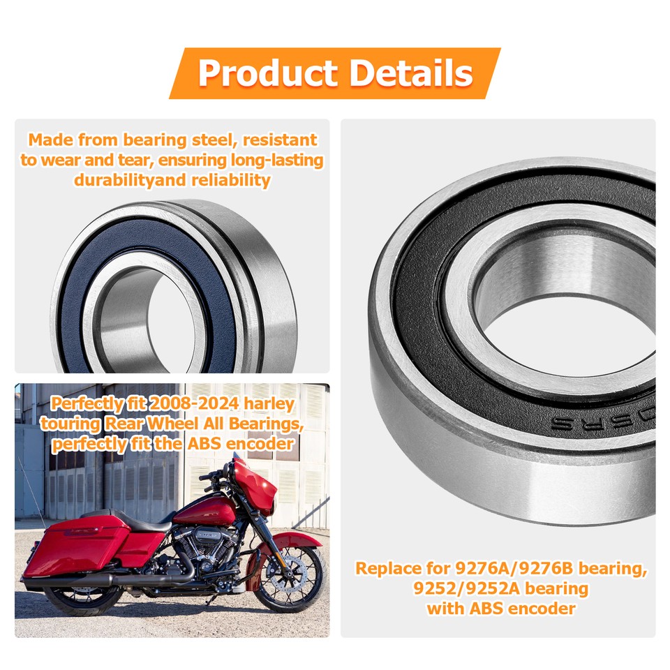 25mm ABS Rear Wheel Bearings For Harley 09-26 Davidson Touring OEM ...