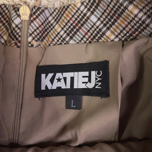 Katie J NYC Skirt Girls Large Brown Blue Plaid Pleated Buckle Zipper Lined - Picture 10 of 11