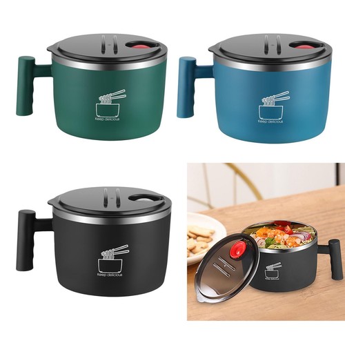Bol à Soupe Avec Poignée Et Couvercle 900ml - Céramique Grise Micro-ondes Et Lave-vaisselle