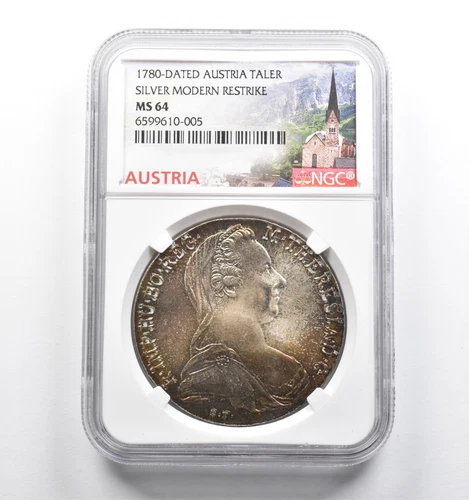 MS64 1780-Dated Austria 1 Thaler Silver Modern Restrike NGC - Great Color *4653