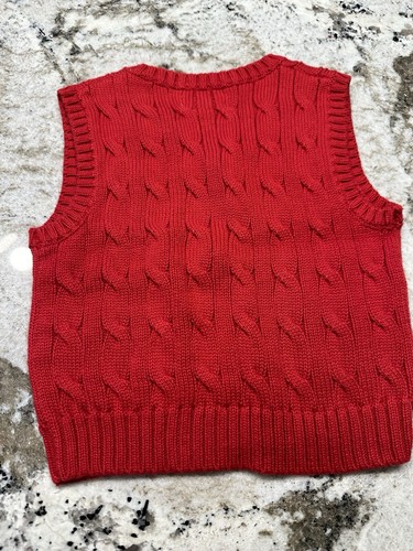 Polo Ralph Lauren Baby Boys Cable Knit Sweater Vest Red - Size 12 Months - Picture 3 of 3