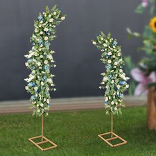 Set of 2 Gold Metal Wedding Arch Rack Flowers Frame Stand Party Backdrop Decor