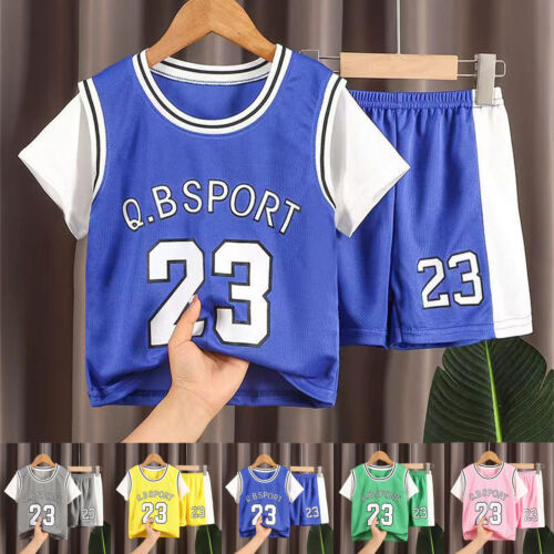 The New Summer Children's Short Sleeved Sports Suit Fashion Boy's And Girl's