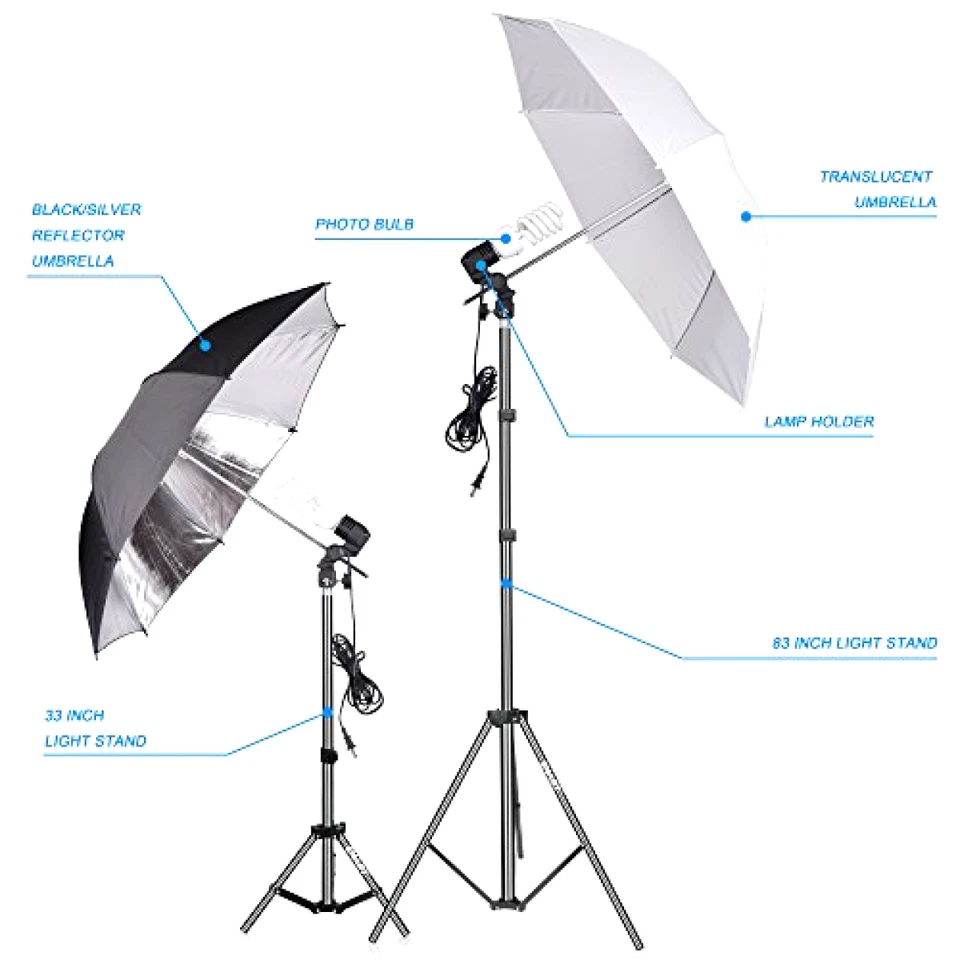 600W Photography Photo Video Portrait Studio Day Light Umbrella Lighting Kit Pro - Image 2 of 4