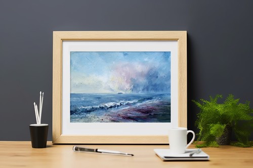 Stormy Sea Horizon 5"x7" Print on Matte Paper | Atmospheric Ocean Painting - Picture 8 of 17