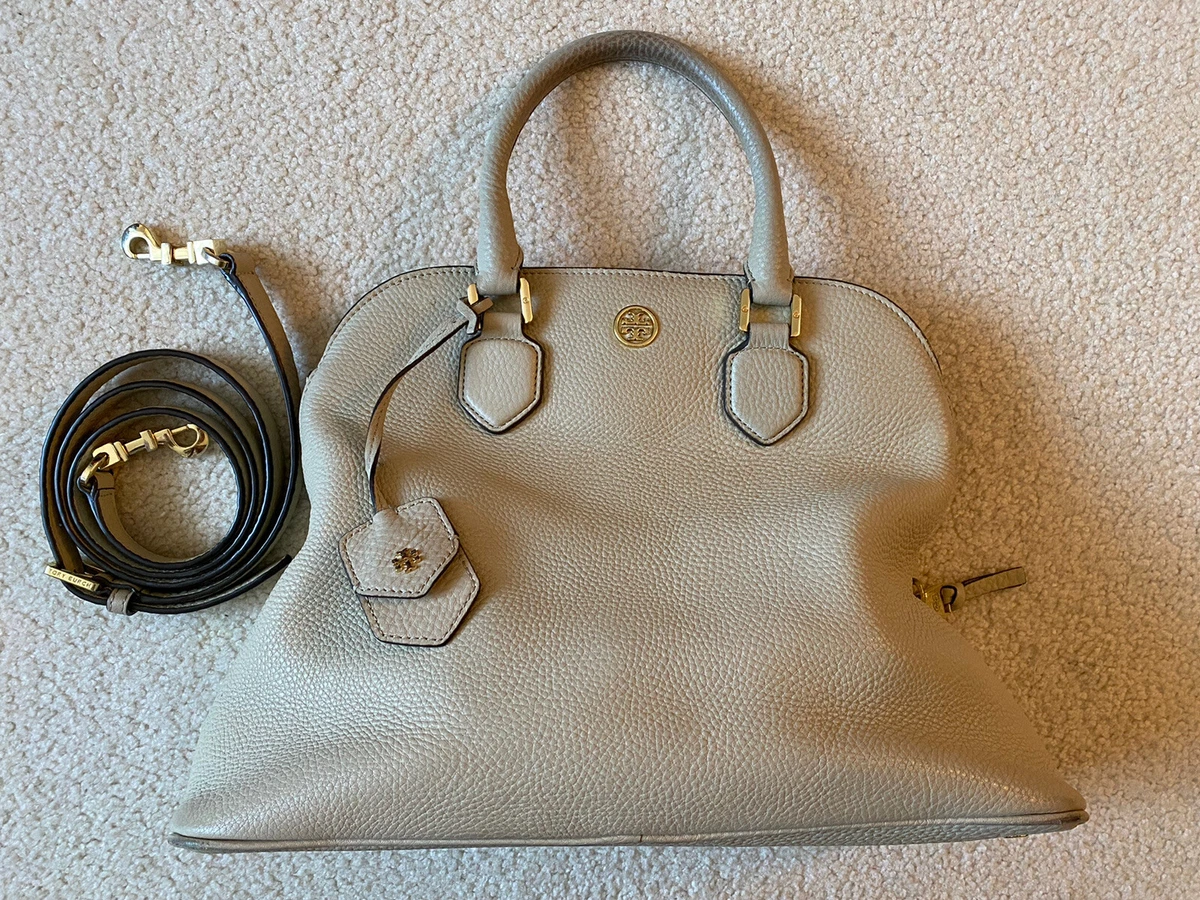 TORY BURCH ROBINSON SATCHEL Pebbled Open Dome HANDBAG CROSSBODY Beige One  Size