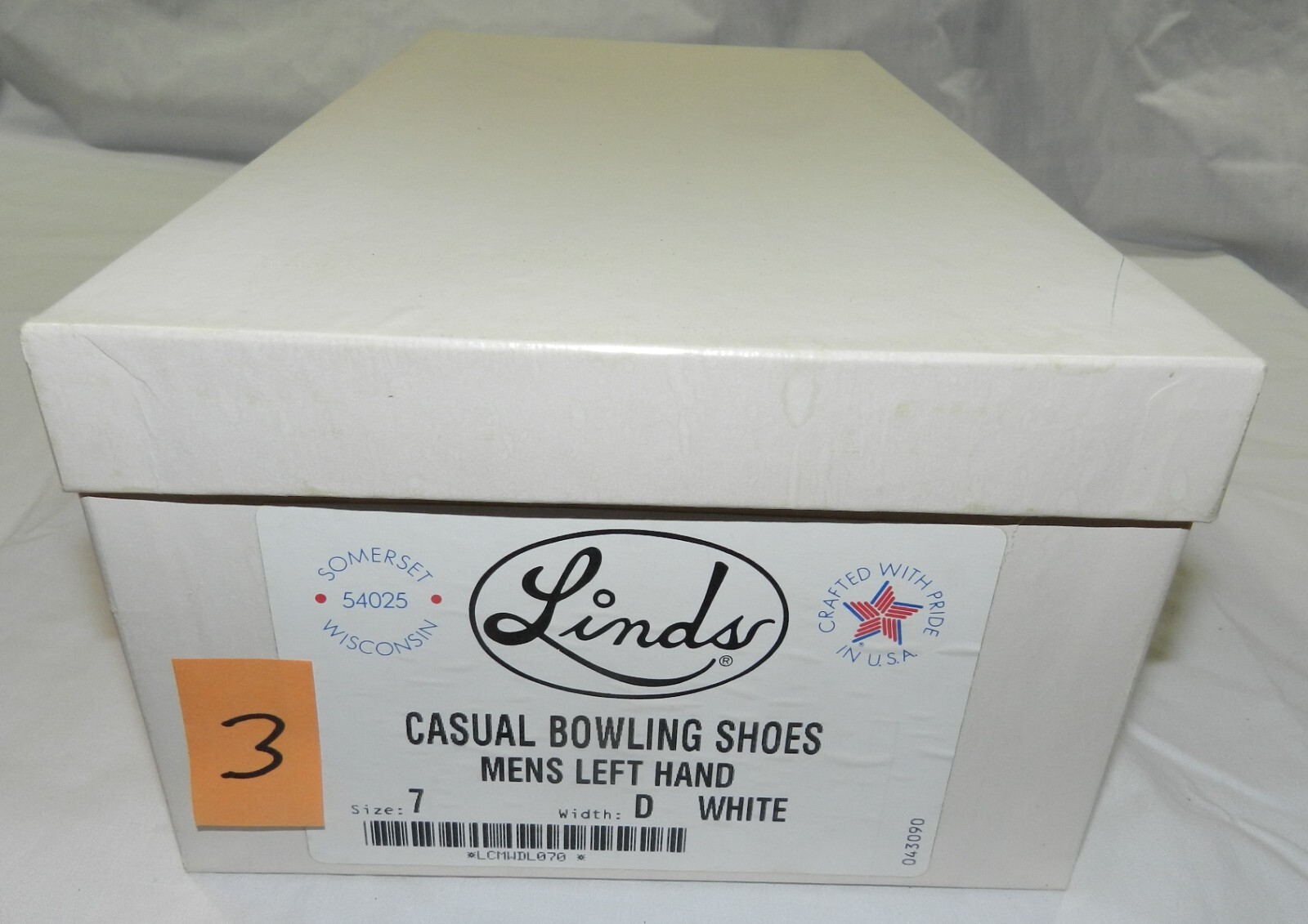 Lotto 3 Scarpe da bowling casual Linds nuove con scatola uomo sinistra taglia 7 D bianche